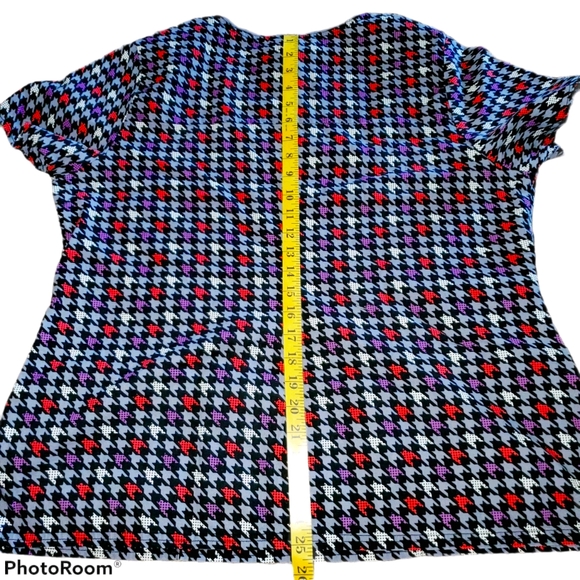 ScrubStar Multi Colored V-Neck Short Sleeved Scrub Top 428 - Picture 2 of 5